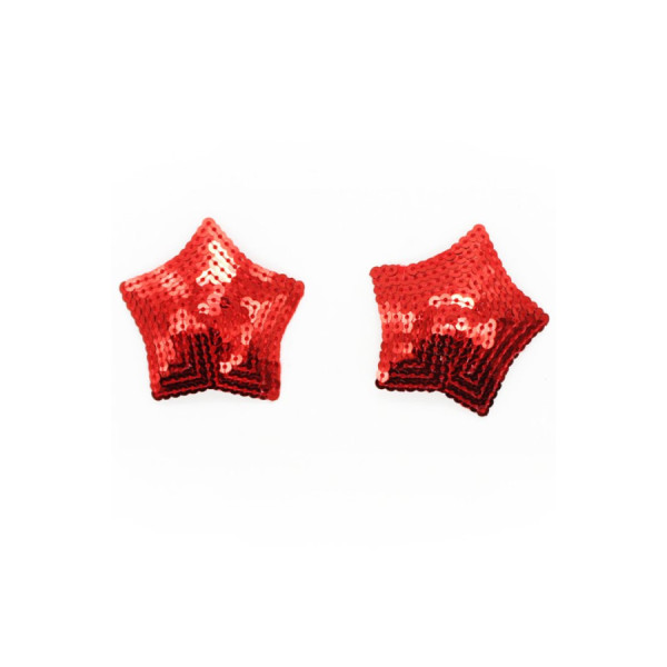 Paire de cache tétons adhésifs étoile pailletée sequin rouge 